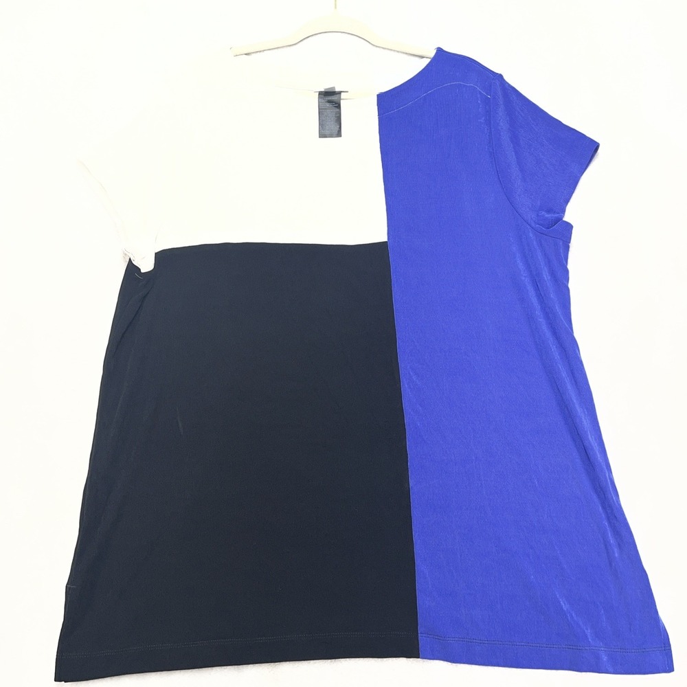 Chico's Colorblock Top Womens XXL Slinky Stretch Short Sleeve